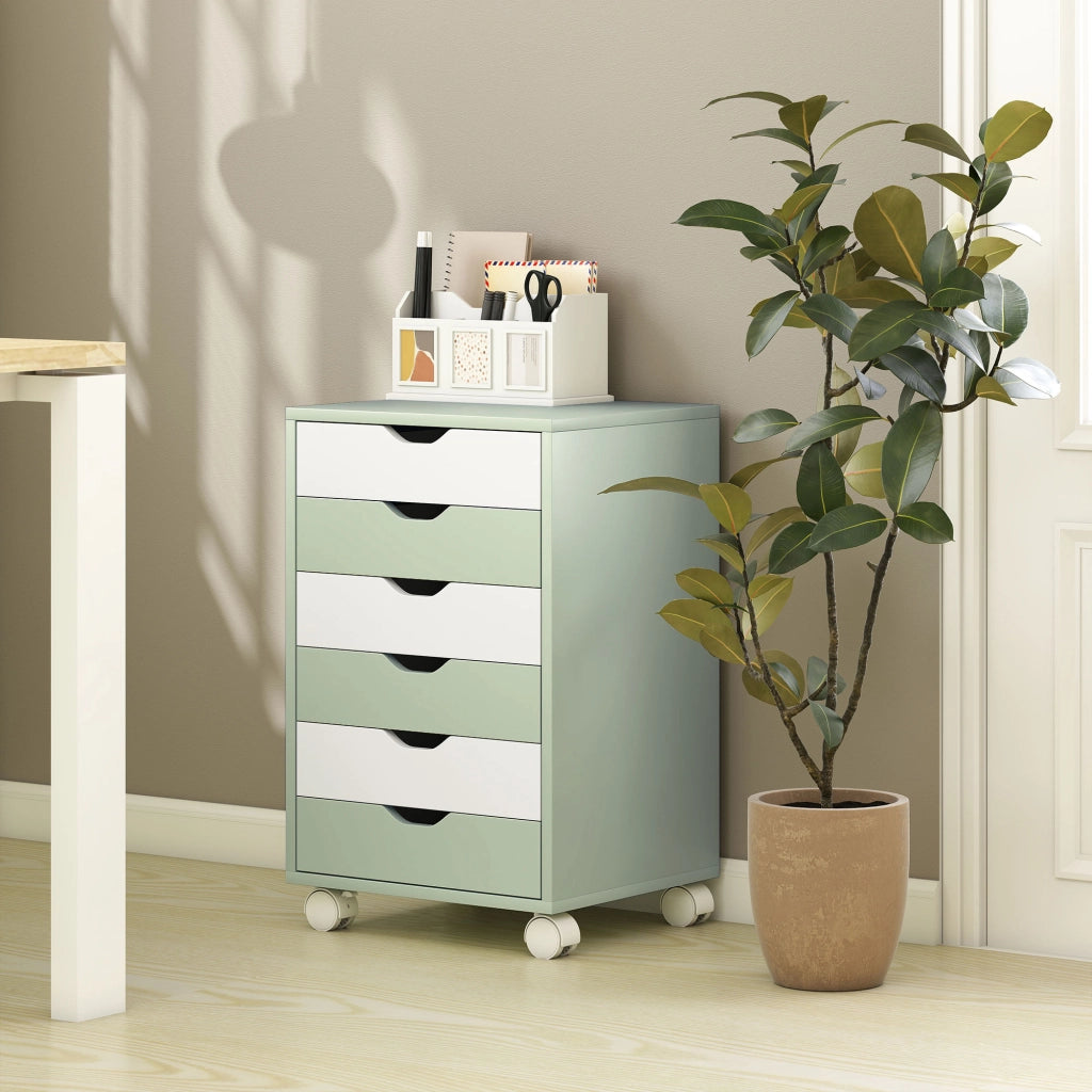 Scrivania con cassetti e ruote ¨C zephmum ¨C 6 cassetti, verde