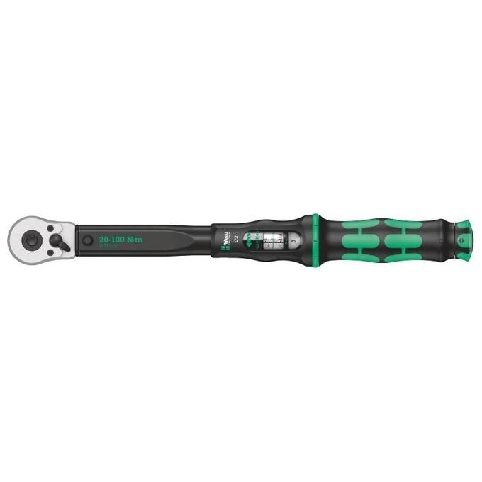 Wera 05075621001 Click-Torque C 2 Chiave dinamometrica 1-2'' 20-100 Nm cricchetto 45 denti precisione ±3-4% colore Nero Verde