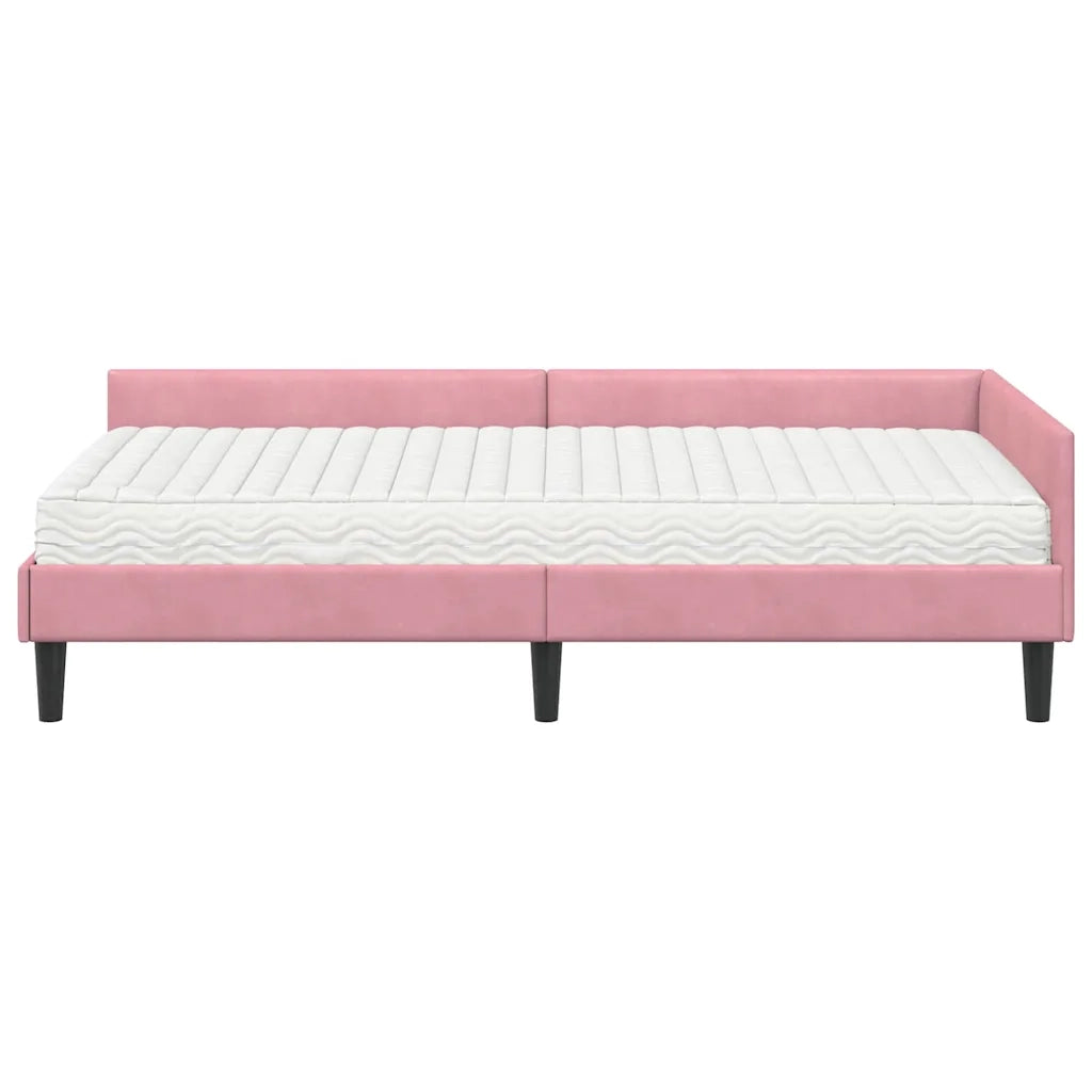 Struttura Letto Angolare con Materasso 2 pcs Grigio Velluto