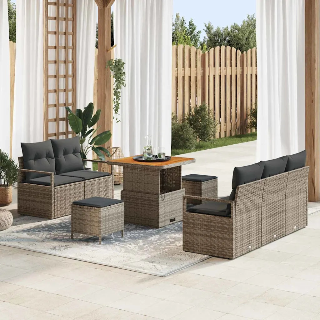 Set Divano da Giardino con cuscino 8 pcs Grigio polyrattan 3362468