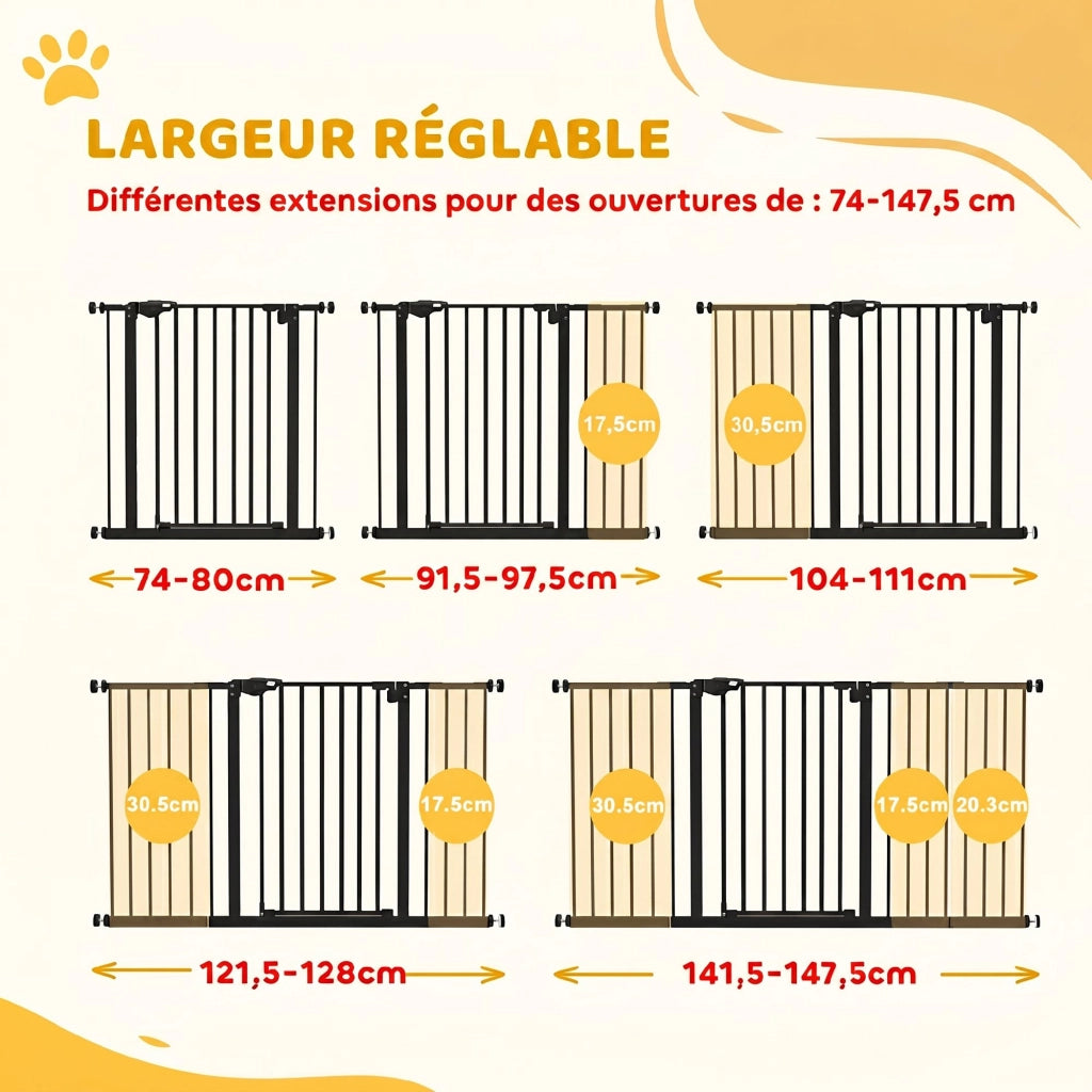 Barriera di sicurezza per animali ¨C zephmum ¨C nero con chiusura automatica e doppio blocco