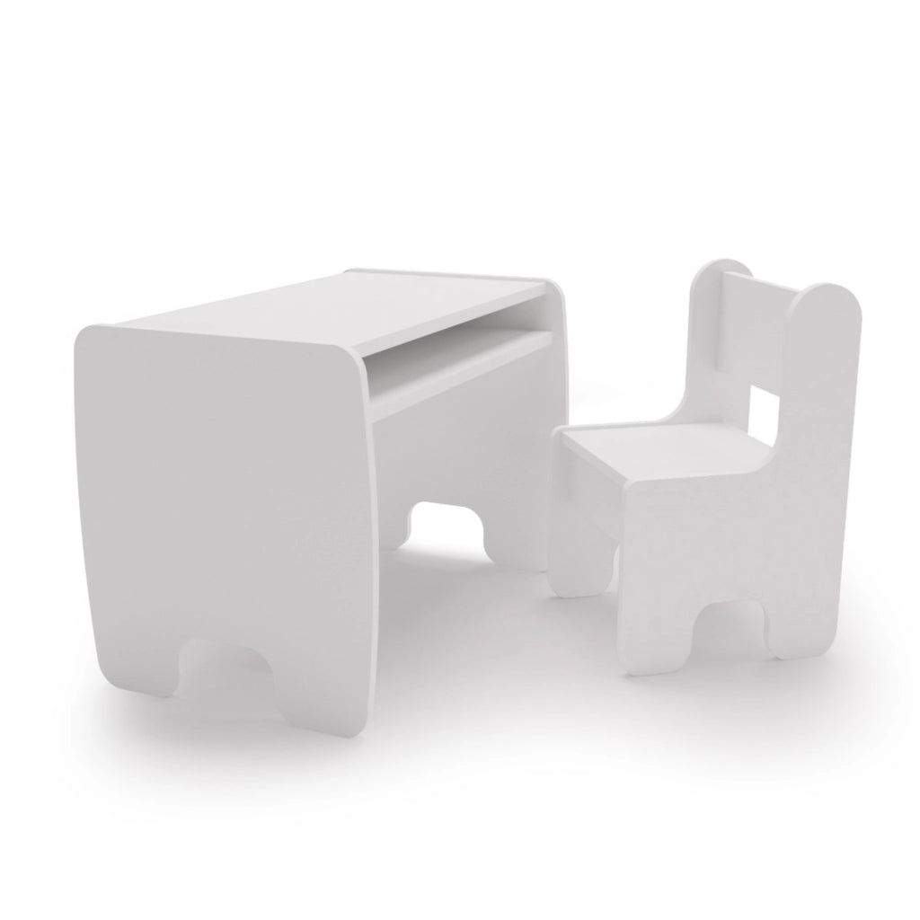Set tavolo e sedia per bambini Timi in legno bianco