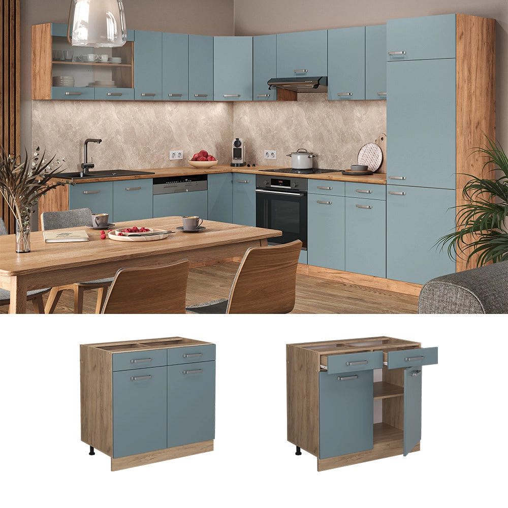 Vicco Mobiletto base per cucina Grigio-blu 80 cm , PL Rovere