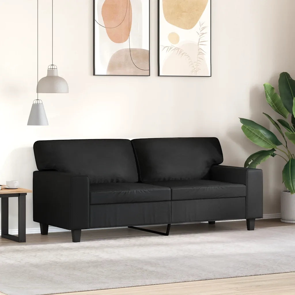 Divano a 2 Posti-Sofa 2 Posti Nero 140 cm in Similpelle 253837
