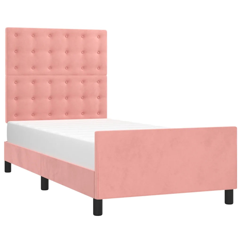 Giroletto con Testiera Rosa 90x190 cm in Velluto 3125976
