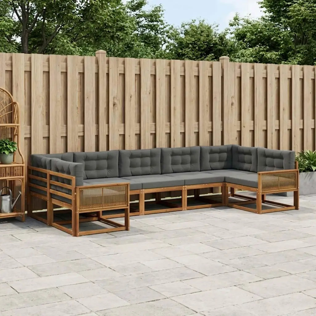 Set di divani da esterno con cuscino 7 pcs Naturale e Antracite 3382870