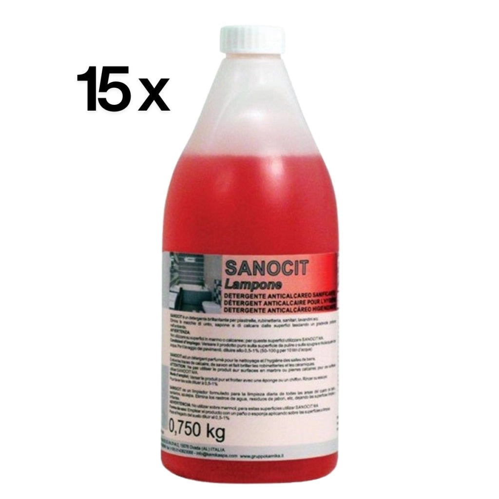 Sanocit 15 Pezzi x 750 ml, Detergente Anticalcare Igienizzante Profumato | Kemika