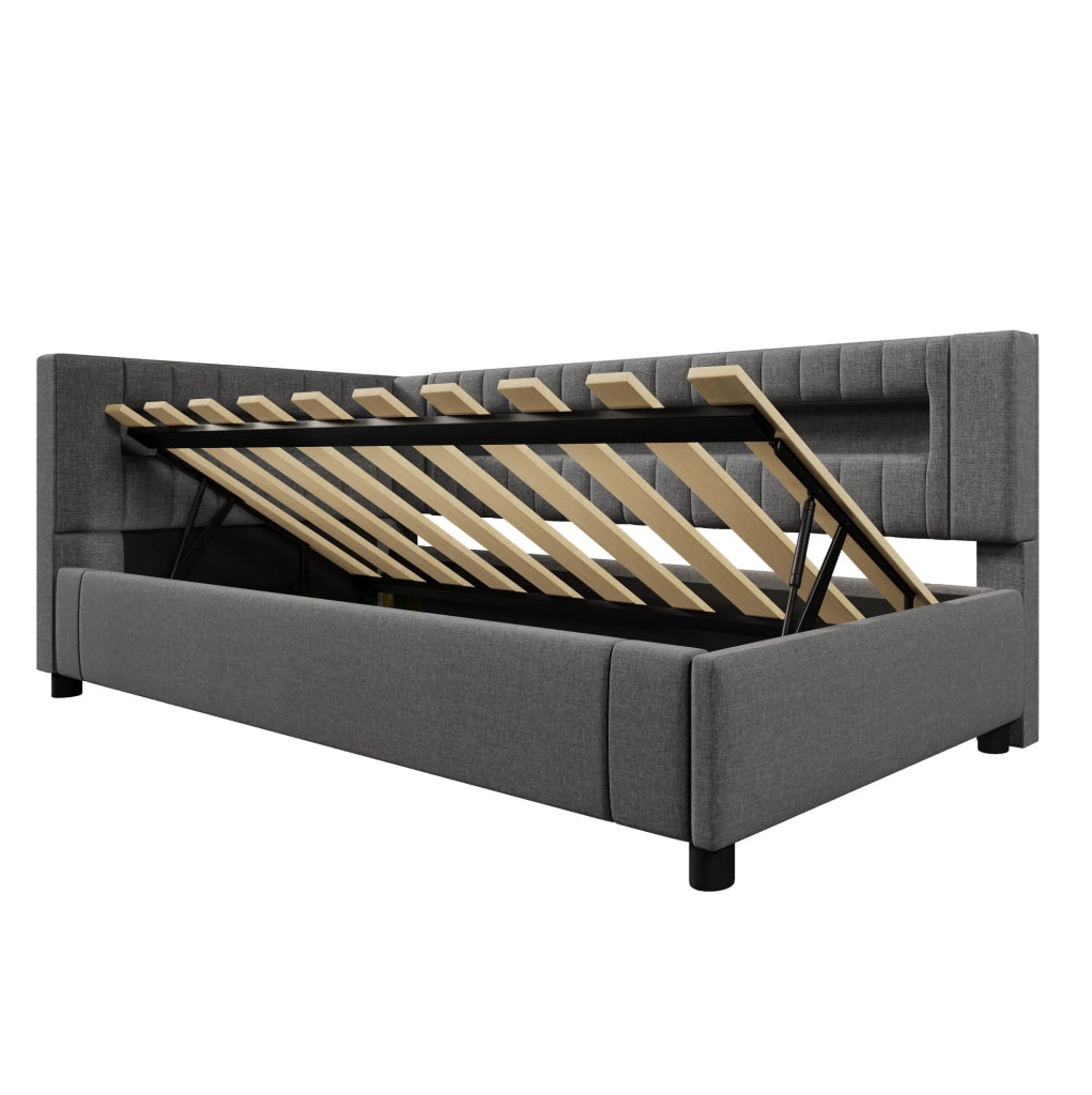 Letto contenitore 90x200 cm con LED, USB e porta Type-C