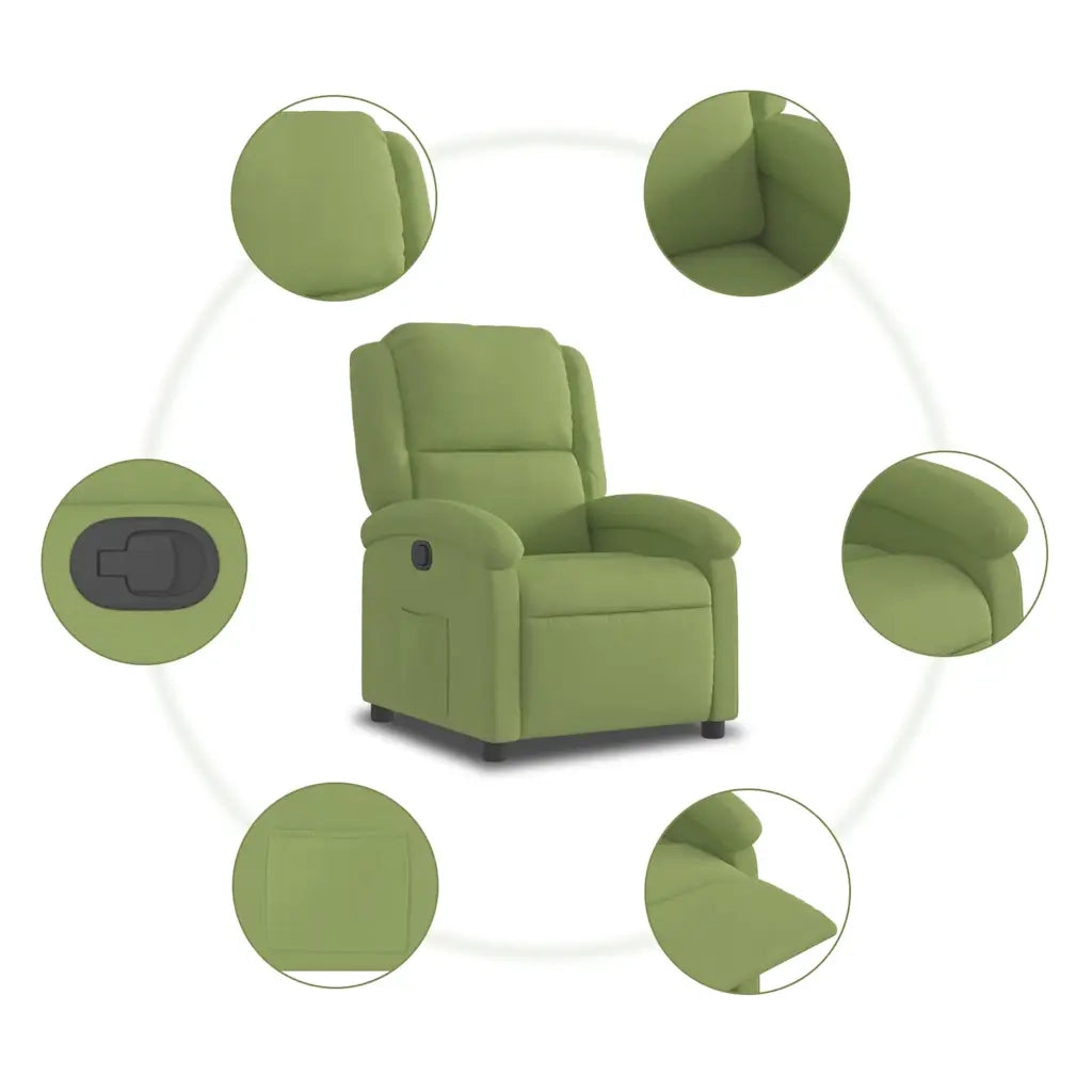 Poltrona Reclinabile Verde Chiaro in Velluto 371800