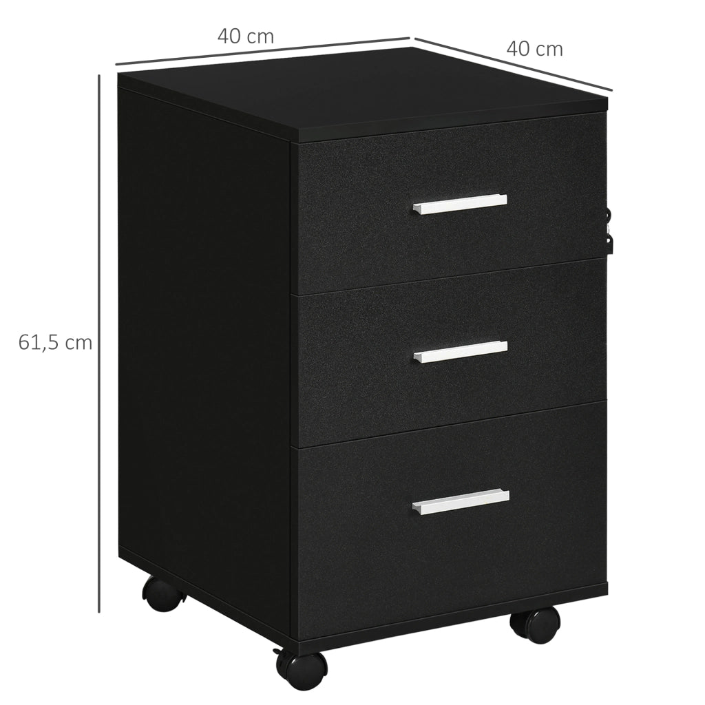 Cassettiera con ruote ¨C Minimal ¨C Nero 40x40x61,5 cm