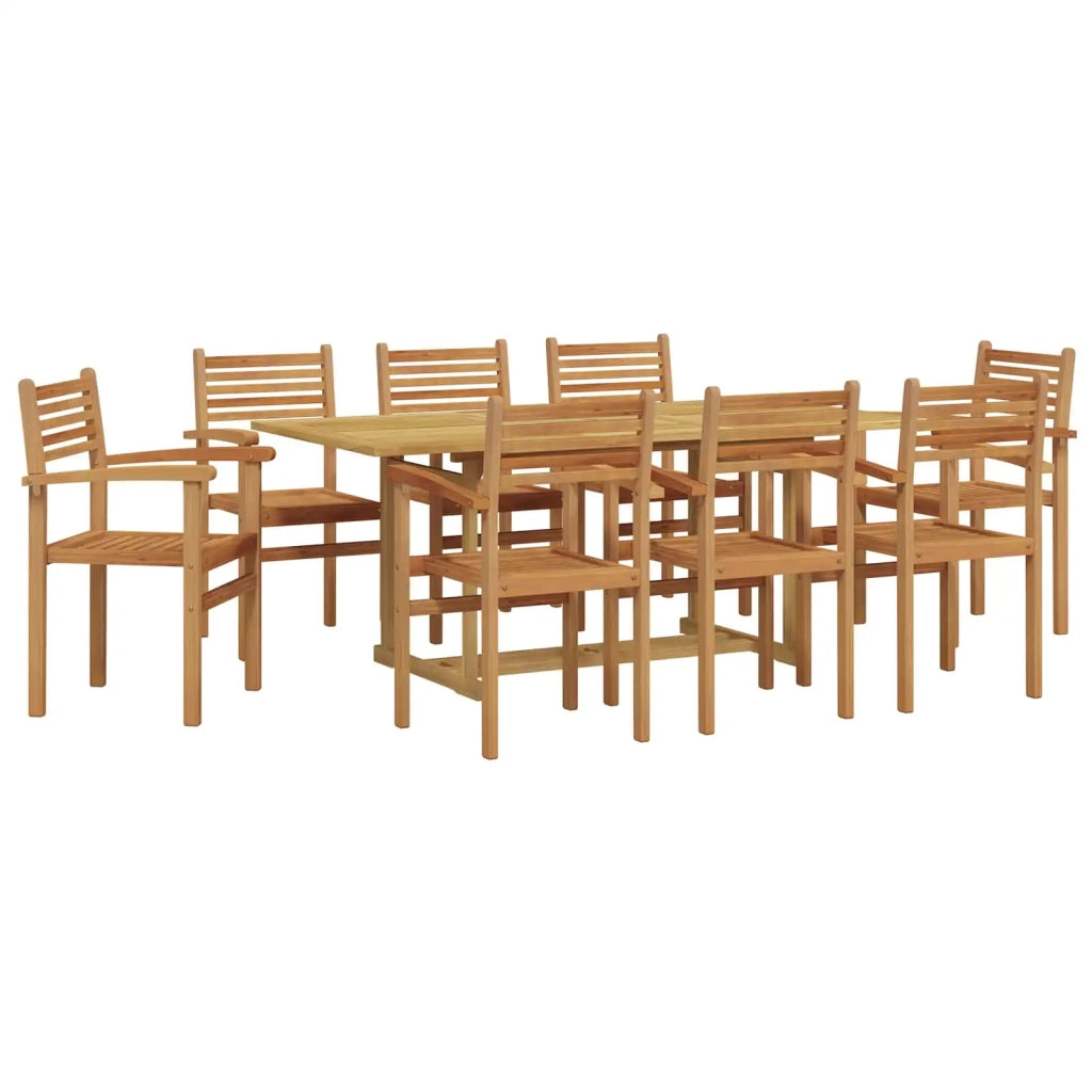 Set da Pranzo per Giardino 9 pcs Marrone Legno di teak solido
