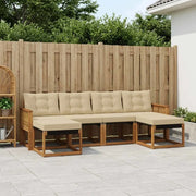 Set di divani da esterno con cuscino 6 pcs Naturale e Beige 3382133