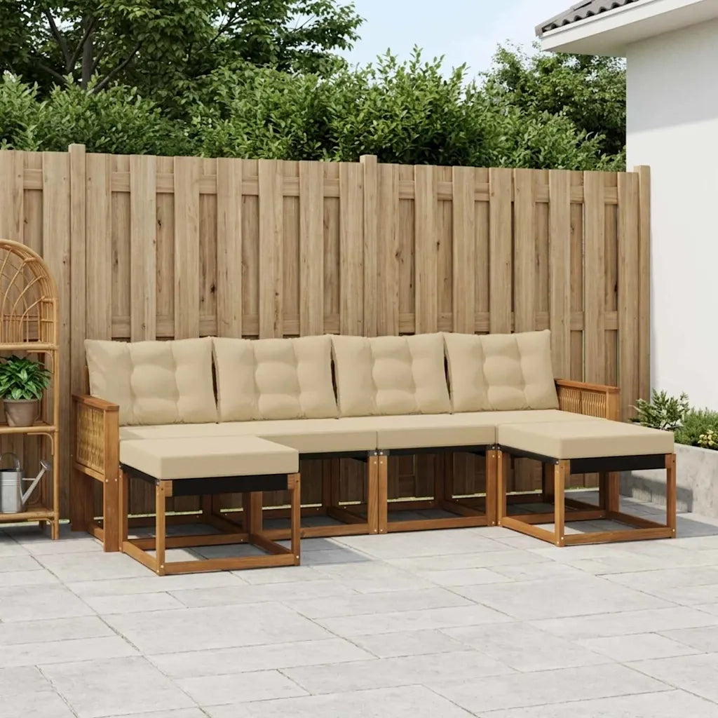 Set di divani da esterno con cuscino 6 pcs Naturale e Beige 3382133