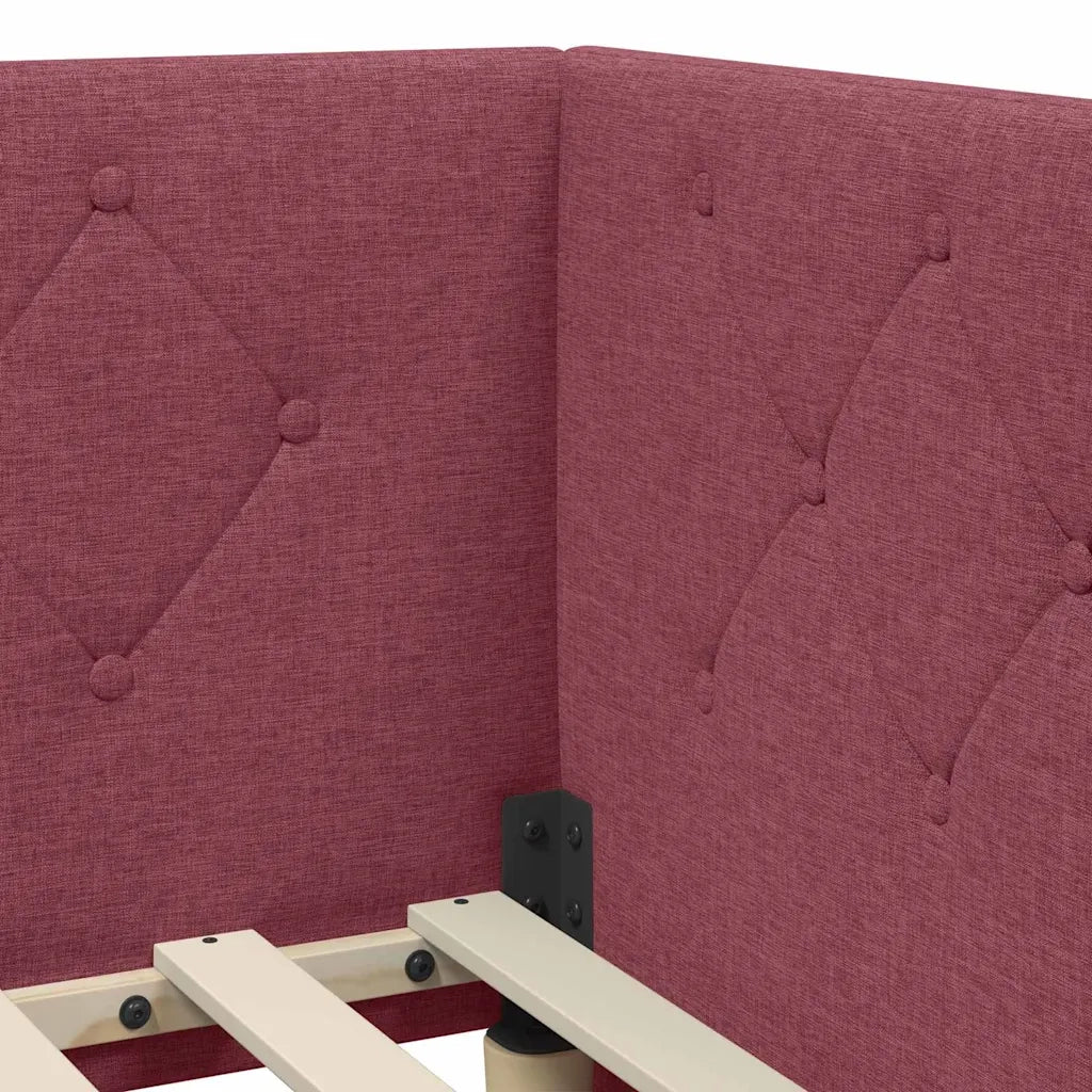 Cornice del letto ad angolo Rosso Vino 80 x 200 cm Tessuto 3394032