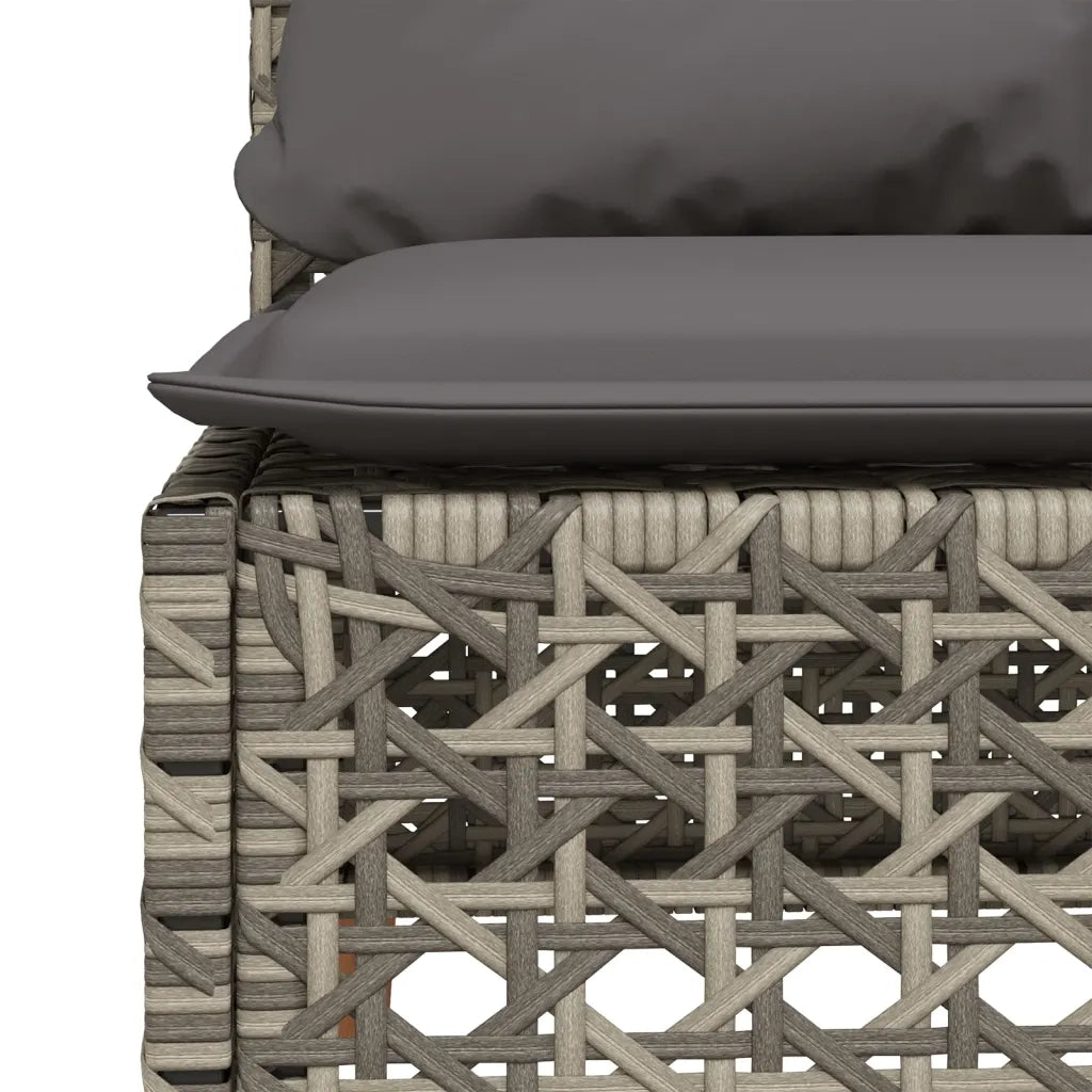 Divano Giardino Senza Braccioli con Cuscini-Sofa da Giardino-Divanetto da esterno Grigio Polyrattan