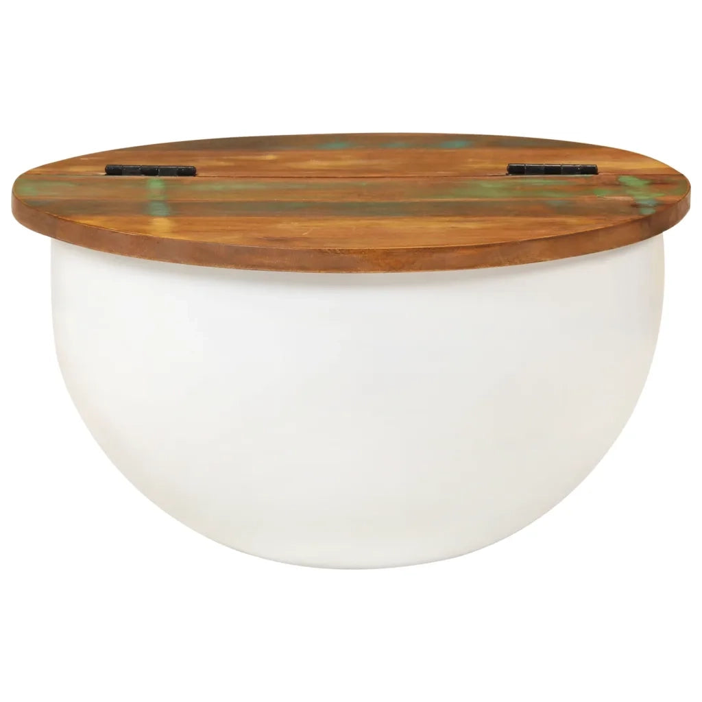 Tavolino da Salotto Bianco 50x27 cm Legno Massello di Recupero 351754
