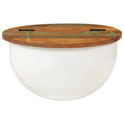 Tavolino da Salotto Bianco 50x27 cm Legno Massello di Recupero 351754