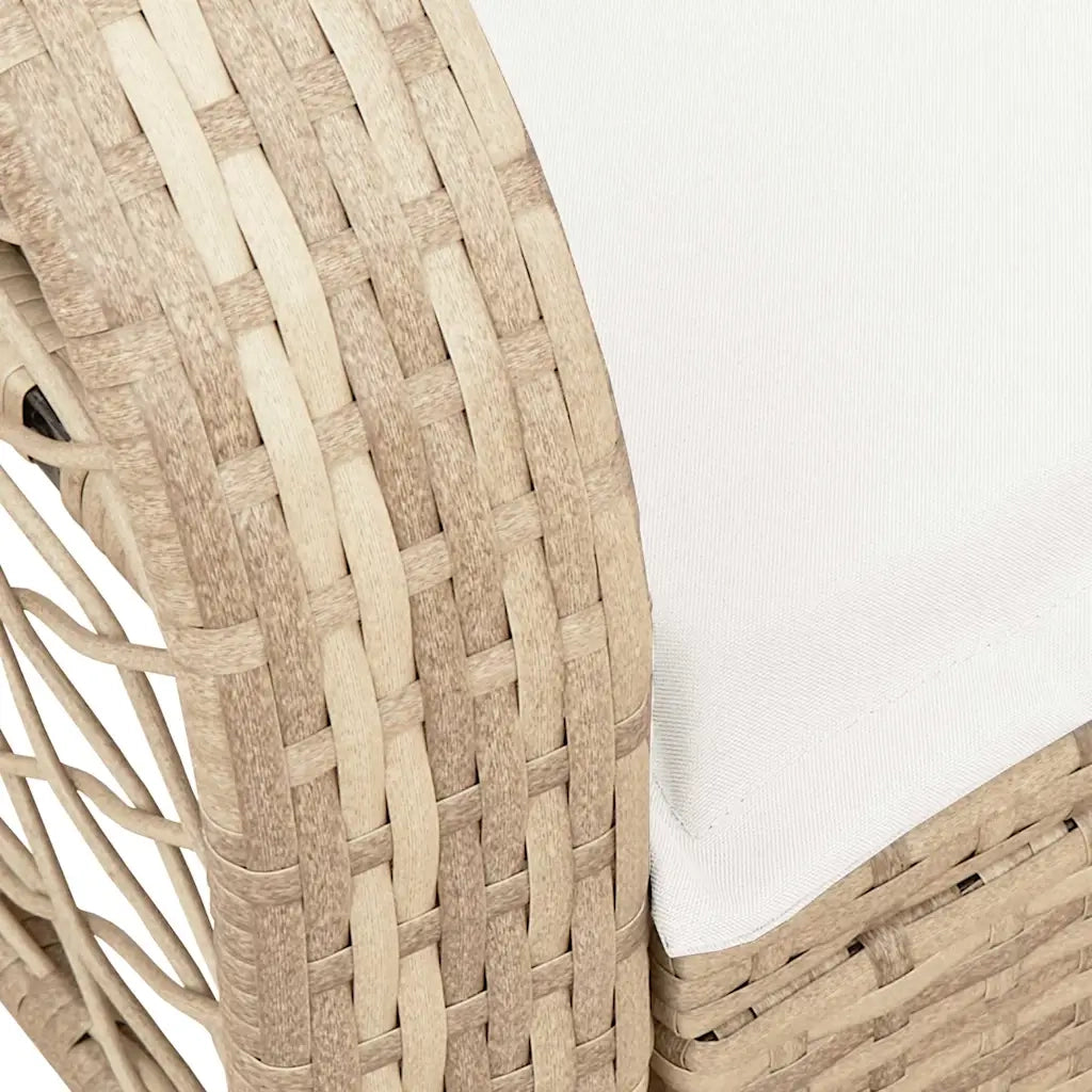 Sedia a Dondolo da Giardino | Sedie da Esterno con Cuscini in Polyrattan Beige