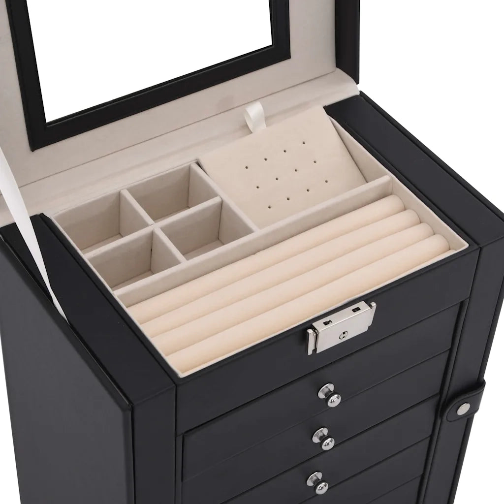Portagioie a 6 Strati con Specchio Chiudibile a Specchio Nero 4103565