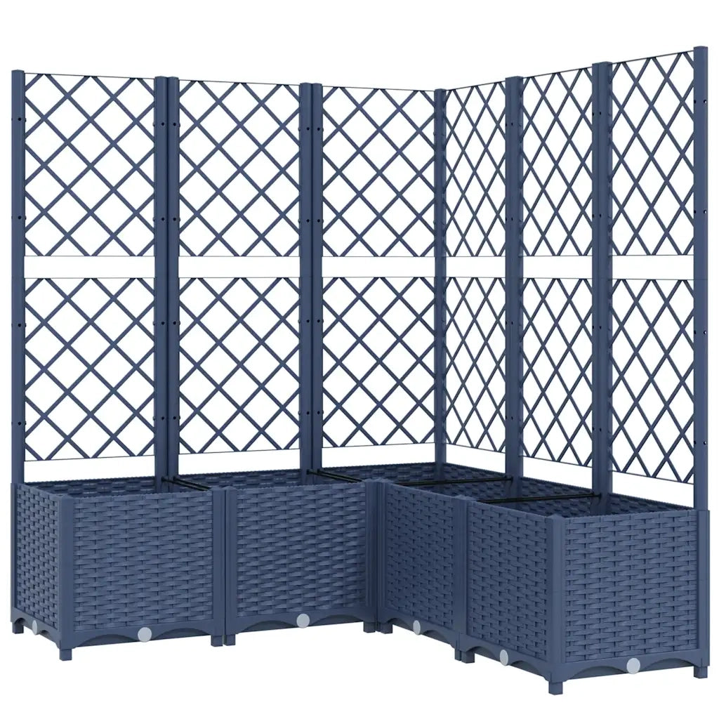 Fioriera | Cassetta per fiori | Vaso da Giardino Graticcio Grigio Blu 120x120x136cm PP