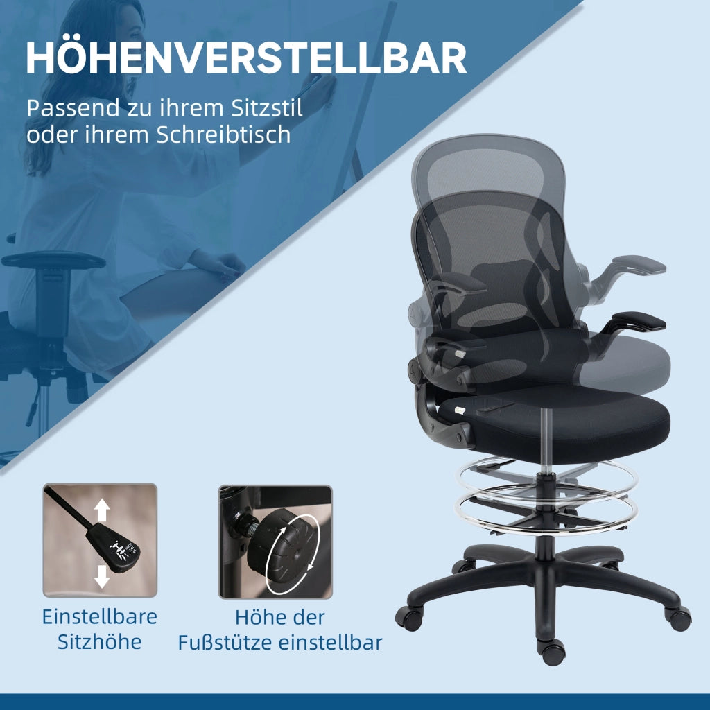 Sedia da ufficio ergonomica con poggiapiedi ¨C Xylo ¨C Altezza regolabile, 59x65x122 cm, Nero