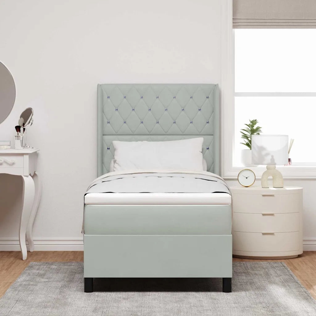 Letto a molle con testiera Grigio chiaro 90 x 190 cm Velluto 3341930