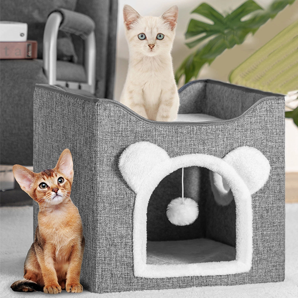 Cuccia per Gatti con Ingresso Tiragraffi, Casetta per Animali, Comoda e Resistente