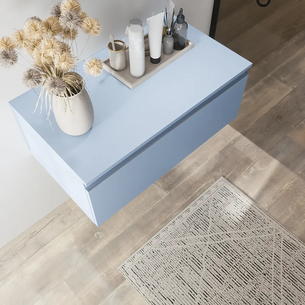 Cassettone sospeso 80 cm blu pastello opaco | Darwin