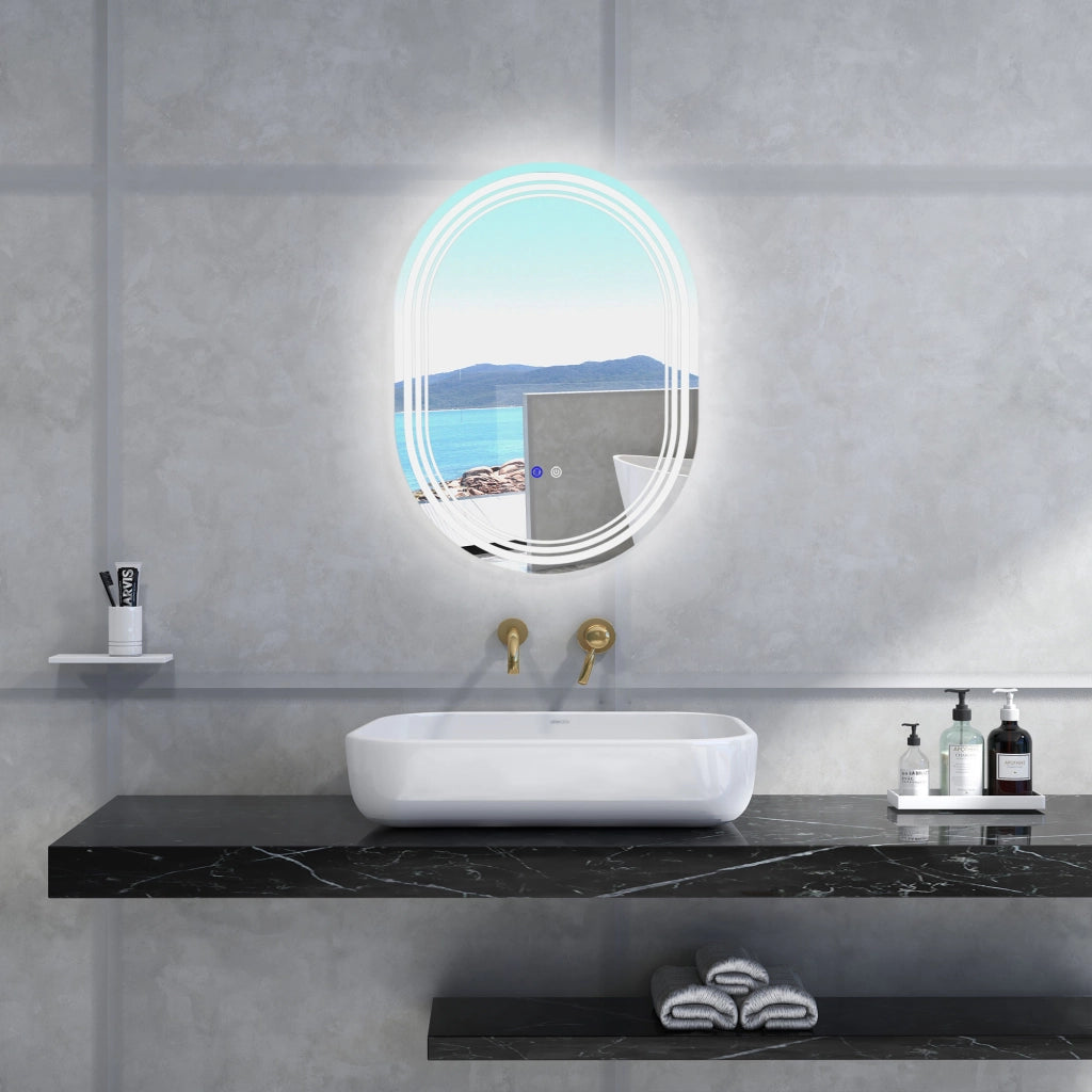 Specchio da Bagno con Luce LED ¨C Minimal ¨C Bianco 70x50 cm