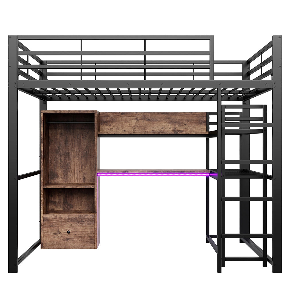 Letto gaming - Xylo - 140x200 cm LED metallo nero