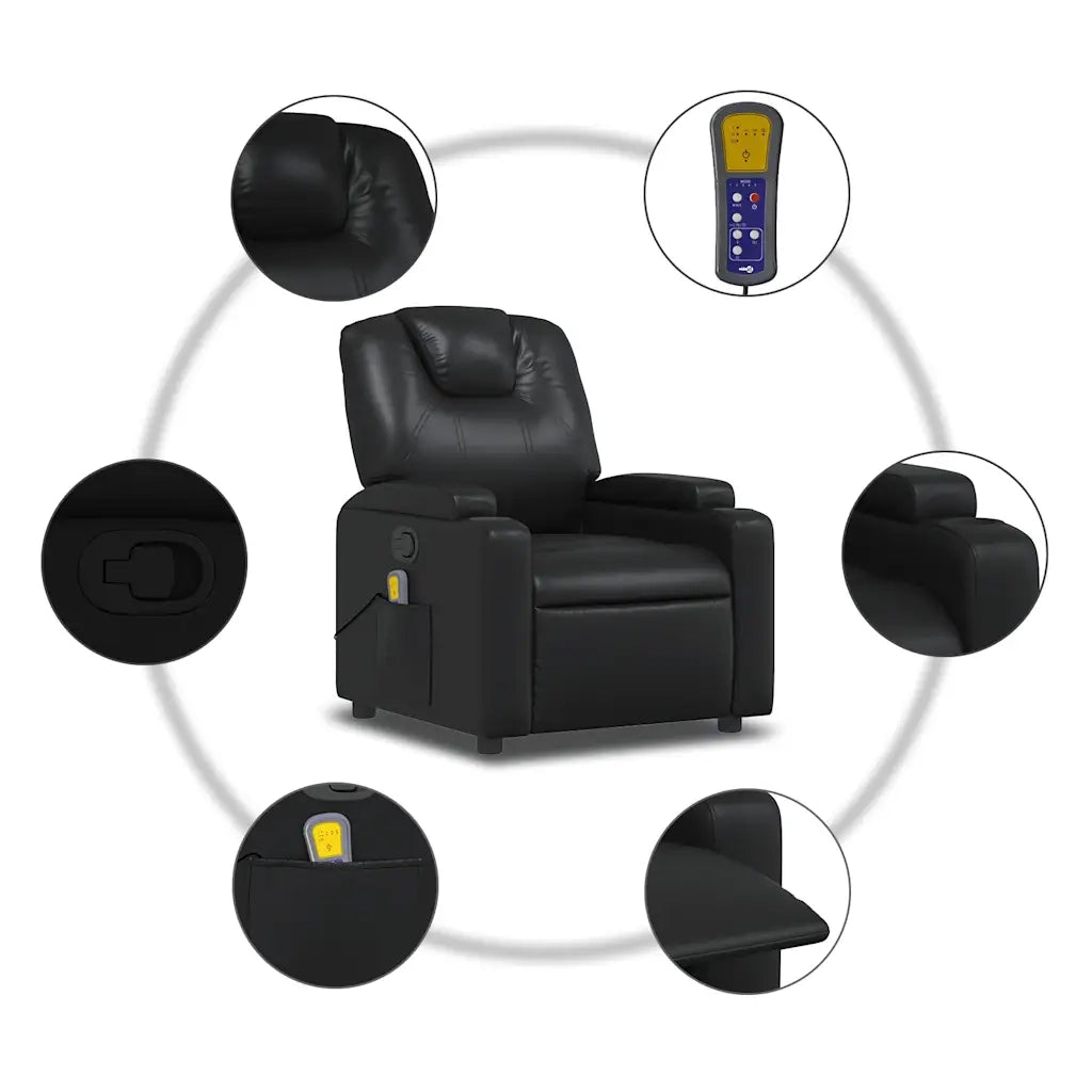 Poltrona Massaggiante | Sedia Relax Reclinabile Nera in Similpelle