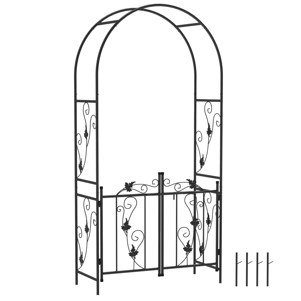 Arco da Giardino con Cancello ¨C Xylo ¨C Metallo Nero 2.2x1m