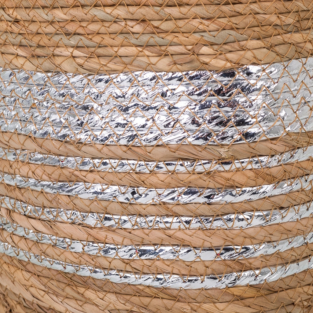 Navicella in fibra naturale foderata marrone 37x28x28h