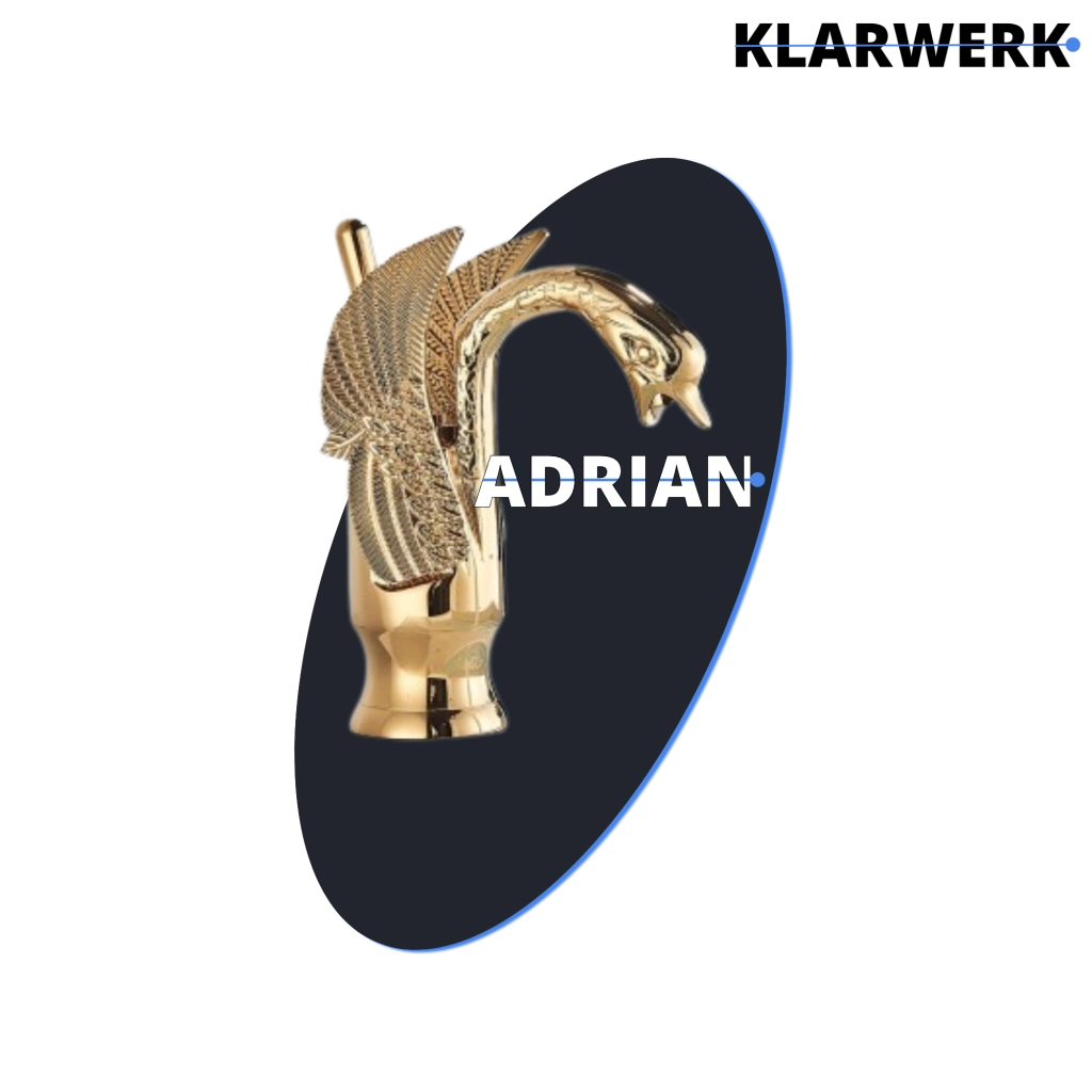 ADRIAN| Rubinetteo da bagno di design in acciaio inox con effetto cigno per lavabo lussuoso oro  | Rubinetto miscelatore bagno 2 attacchi