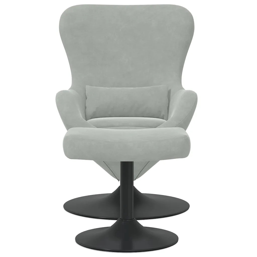 Poltrona | Sedia Egg con Pouf Grigio chiaro Velluto