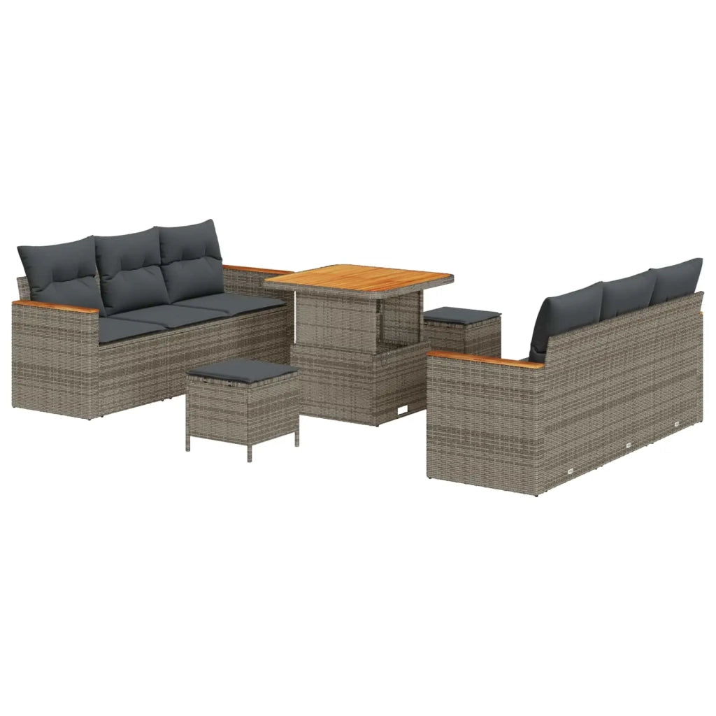 Set Divano da Giardino 9 pcs Grigio polyrattan 3362868