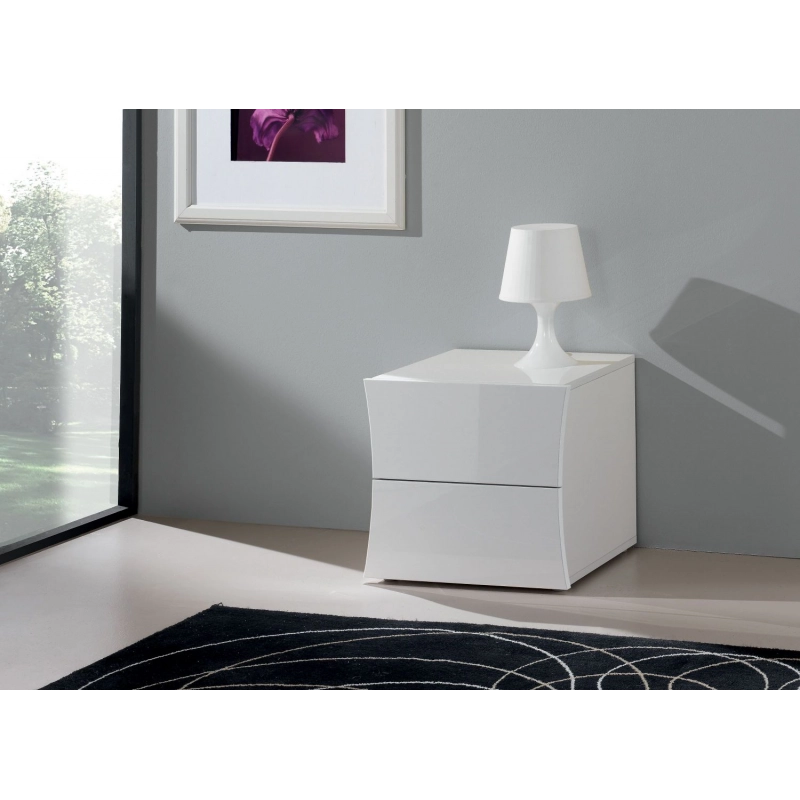 Comodino Arco – 2 cassetti – 50x41x40 – Bianco Lucido