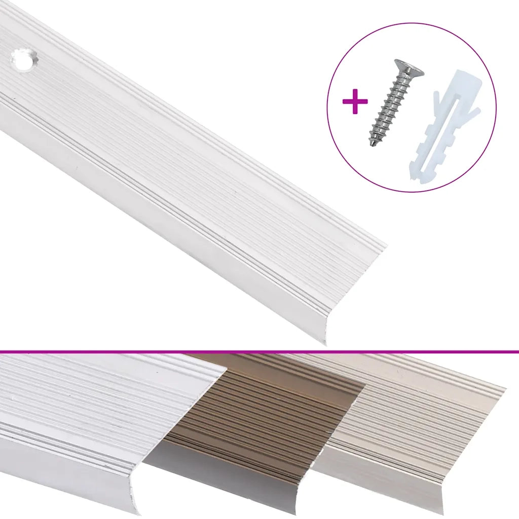 Profili a L per Gradini 15 pz in Alluminio 100 cm Argento 146756