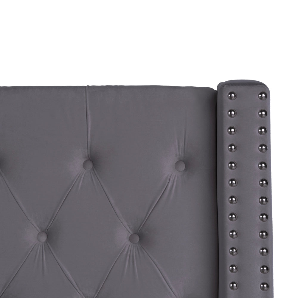 Letto contenitore velluto grigio e argento 140 x 200 cm glamour elegante