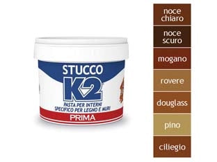 K2 STUCCO COLORATO IN PASTA PER LEGNO IN BARATTOLO- - Kg.0,500 - noce chiaro - 12 pezzi K2