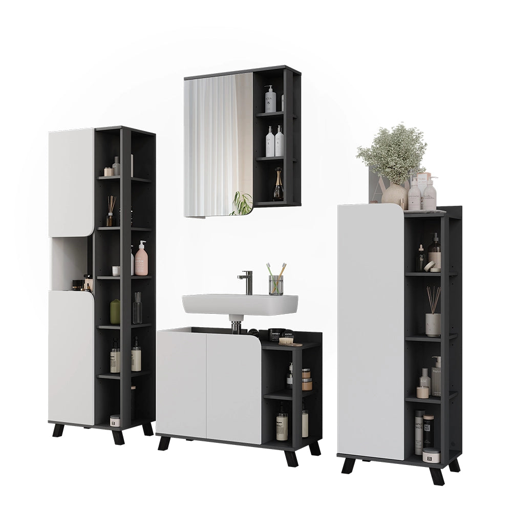 Vicco Set di mobili da bagno Antracite/bianco 4 parti