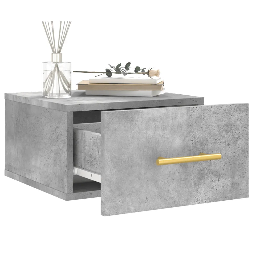 Comodino a Muro Grigio Cemento 35x35x20 cm 829796