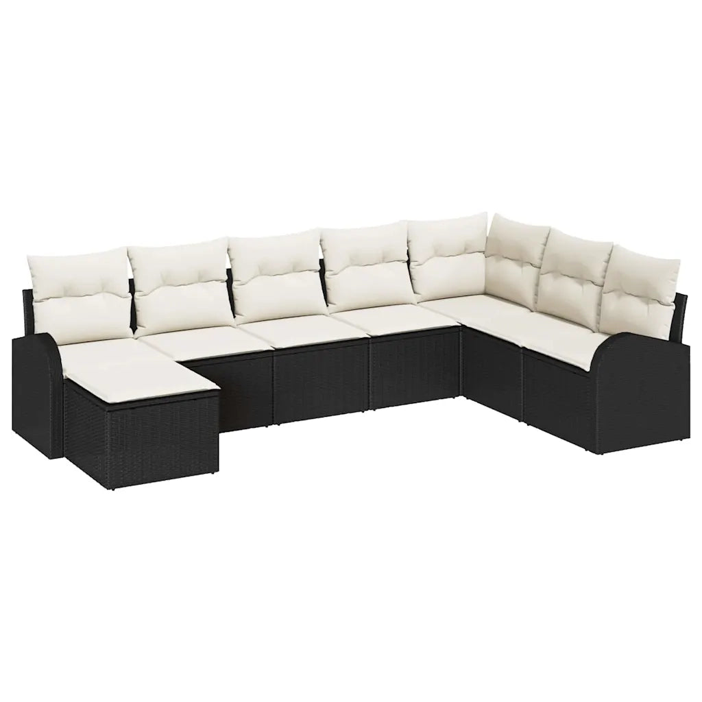 Set Divano da Giardino con cuscino 8 pcs Nero Poly Rattan 3346157