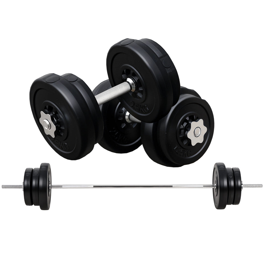 Set Bilanciere e Dischi 65kg con 2 Manubri ¨C Minimal ¨C Acciaio e Plastica