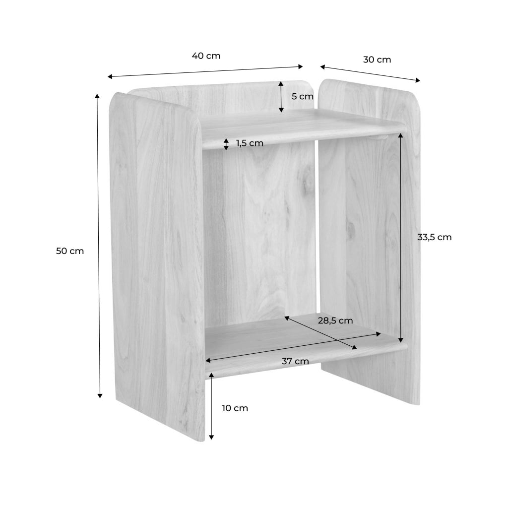 Set 2 comodini esotici in legno di acacia a 2 livelli, marrone