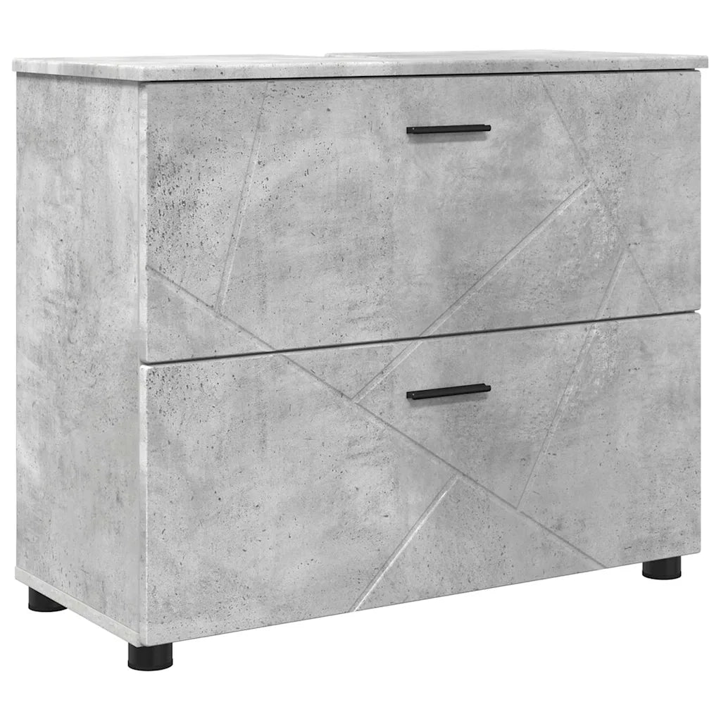 Set di mobili per il bagno con cassetto 2 pcs Grigio cemento 3393016