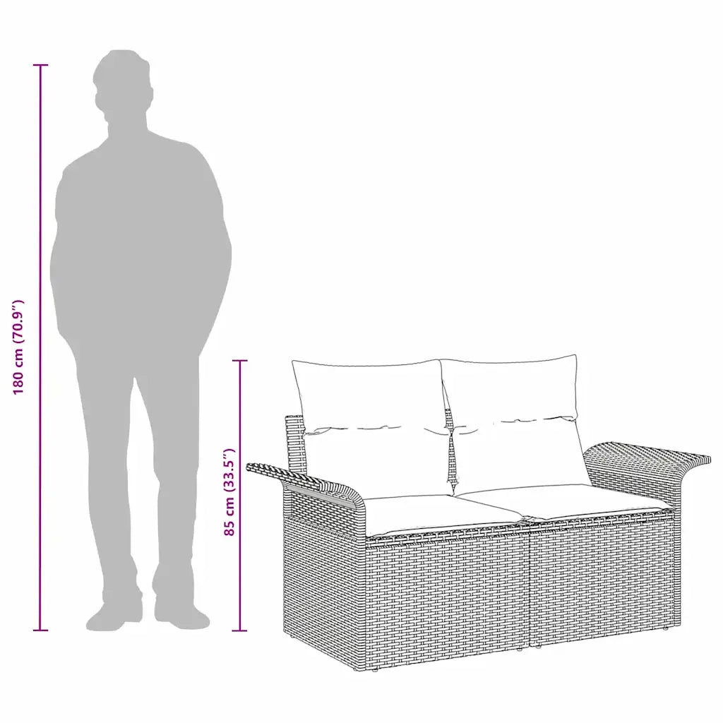 Divano da giardino con cuscino 141 x 62 x 69 cm polyrattan 42006698