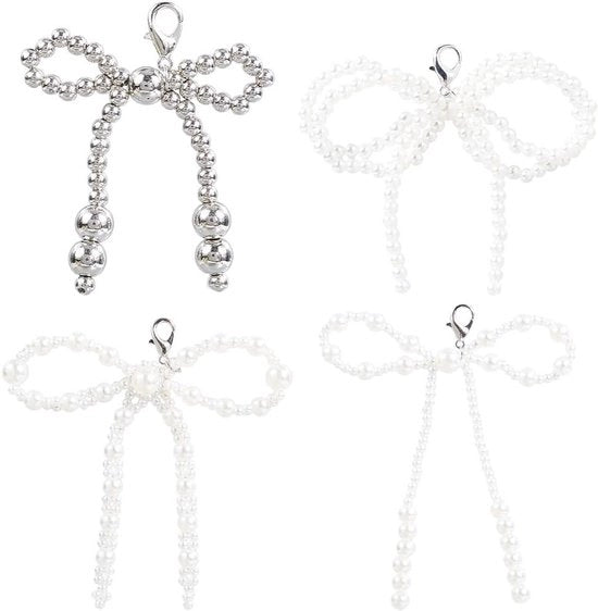 Accessori per scarpe casual per donne con perle e strisce in bianco