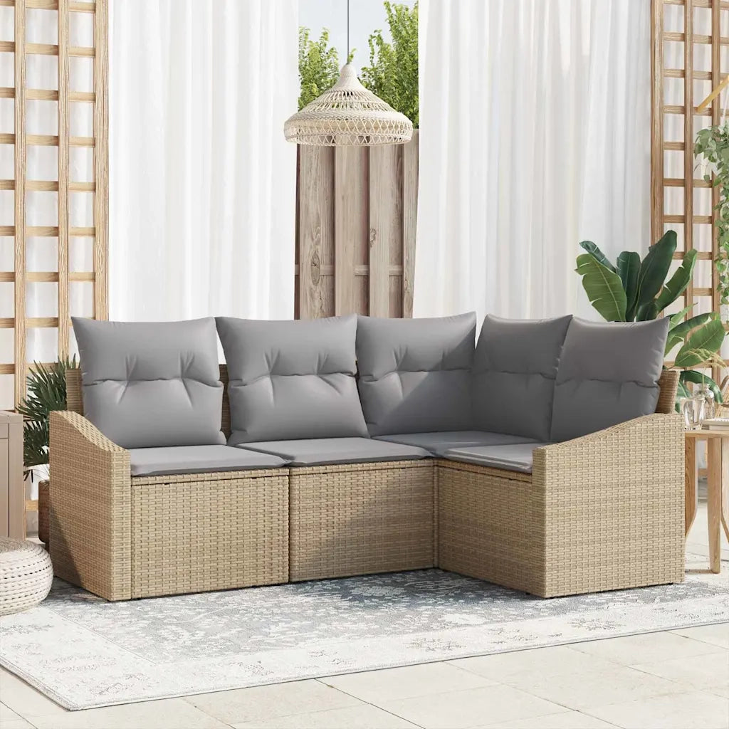 Set di divani con cuscino 4 pcs Beige polyrattan 3346700