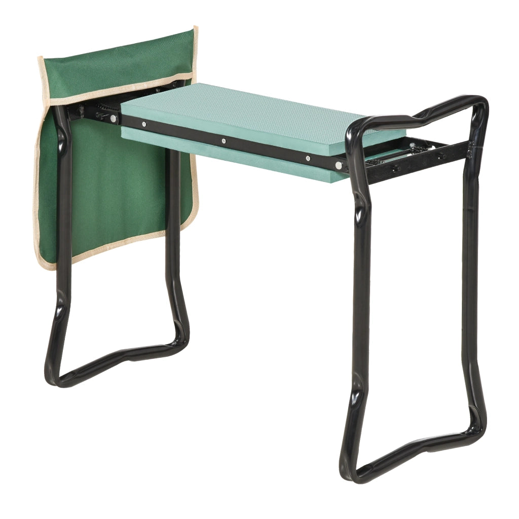 Sgabello da Giardino Pieghevole con Cuscino e Tasca ¨C Minimal ¨C Verde 58x28x49 cm